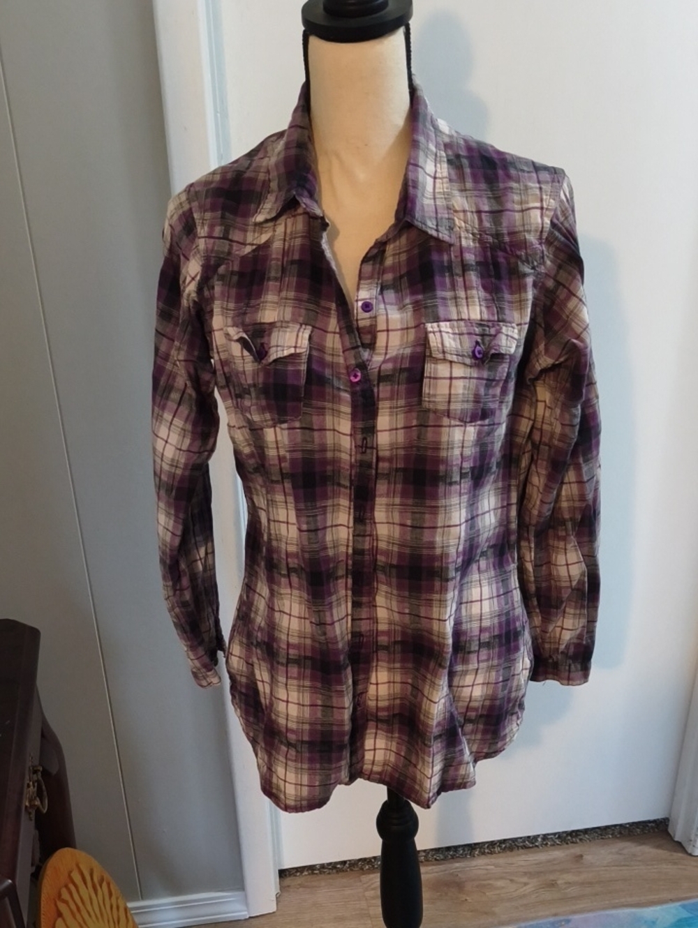 Purple Plaid Button-down Shirt